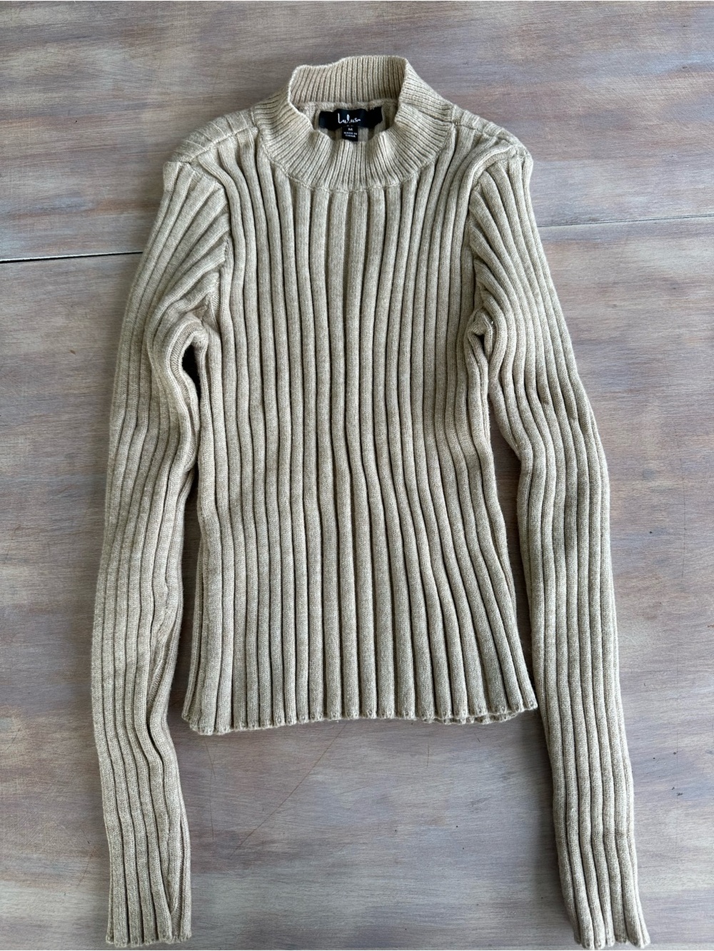 Lulu's Taupe Stretchy Cropped Mock Neck Sweater M